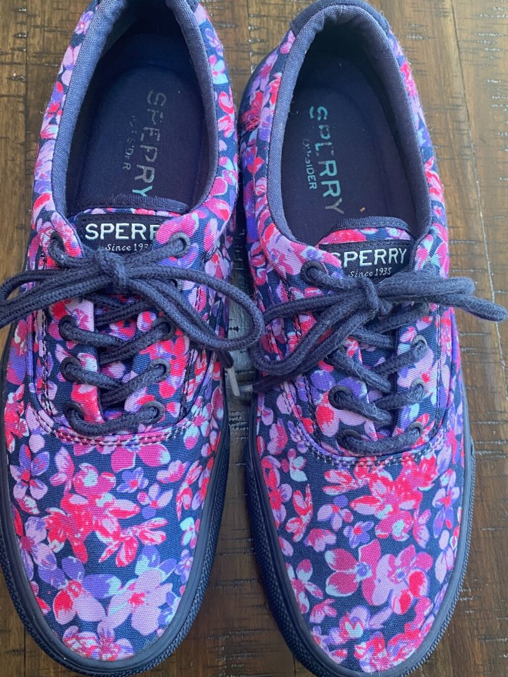 Sperry Top-Sider Wander Mens 10.5 Navy Purple Floral Canvas CVO Sneakers